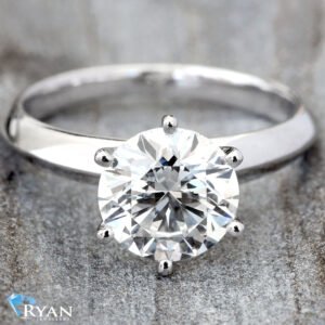 1.01CT Round Solitaire on Six Prong with High Polished Knife Edge Shoulders Ring