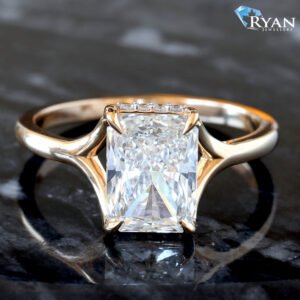 2.12ctw Radiant Solitaire High Polished Split Shoulders Ring