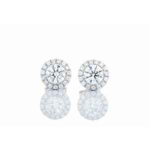 1.02ctw Round Brilliant Solitaire with Round Diamond Halo 18k White Gold