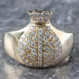 Micro Pave Cubic Money Bag Ring