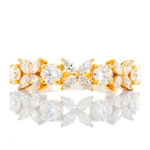0.91ctw Alternating Marquise Flower and Round Cut Diamond Band
