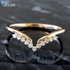 0.12ctw Lab Diamond Contour V Shape High Polished Band