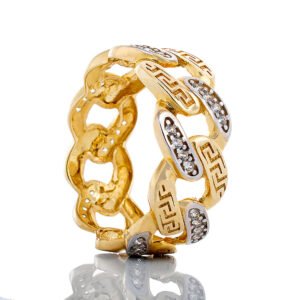 Alternating Greek Key & CZ Miami Cuban Eternity Band