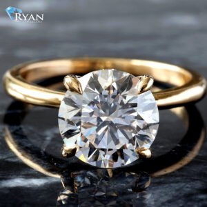 3.01ct Round Solitaire with High Polished shoulders Talon Basket Ring