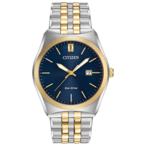 WATCH CITIZEN CORSO ECO DRIVE BLUE DIAL GOLD BEZEL DATE