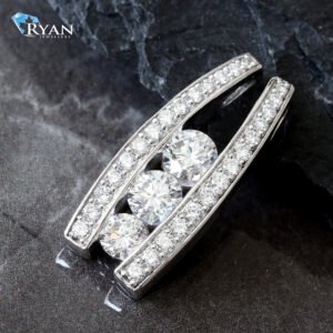 1.50ctw Three Stones Tension Set with Pave Bars Journey Pendant