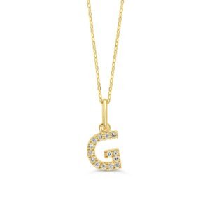 Natural Diamond Initial Pendant "G" 10K Yellow Gold