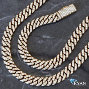 22.50ctw Single Row Prong Set Diamond Cuban Chain