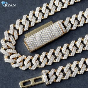 13.43ctw Two Row Honeycomb Set Diamond Cuban