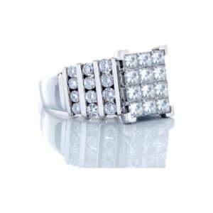 2.00CTW Natural Invisible Set Princess Center with Three Row Channel Set Diamond Shoulders
