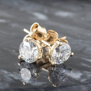 1.00ctw Round Solitaire Three Prong Martini Setting Earrings