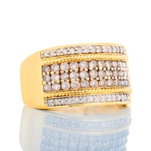 0.75CTW Three Row Chocolate Diamond Center with Two Row White Diamond Mill Edge Accents 11mm Band