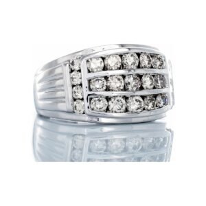 1.99ctw Three Row Vertical & Two Row Horizontal Channel Set Diamond Band with Grooved Shoulders 10k White Gold