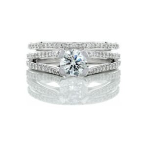 1.28CTW Natural Brilliant Cut Solitaire with Pave Split Shoulders & Matching Wedding Band