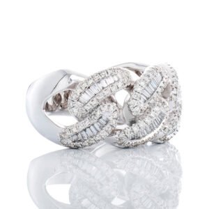 1.56ctw Tiger Miami Cuban Ring with Baguette & Round Diamonds