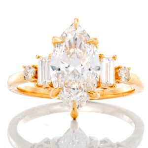 2.30ctw Marquise Solitaire with Straight Cut Baguette and Round Diamond Shoulders