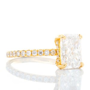 2.58ctw Radiant Solitaire with Diamond Pave Shoulders & Hidden Halo