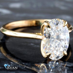 2.51ctw Oval Solitaire with Floral Basket and High Polished Upswept Shoulders