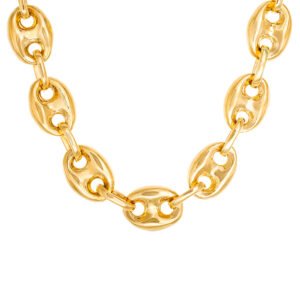 7.6mm Coffee Puff Link Chain 14k