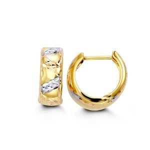 Tri Gold Diamond Cut Huggies Hoops