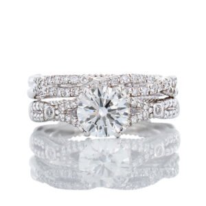 1.67ctw Round Brilliant Cut Lab Solitaire Crossover Diamond Bridal Set