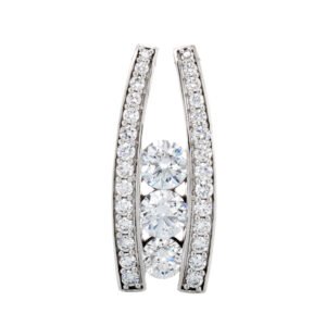 1.50ctw Three Stones Tension Set with Pave Bars Journey Pendant