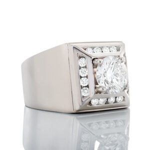 1.83ctw Round Brilliant Solitaire Lab Diamond Square Chanel Set Border Ring