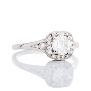 0.85ctw Diamond Solitaire with Cushion Shaped Halo Ring