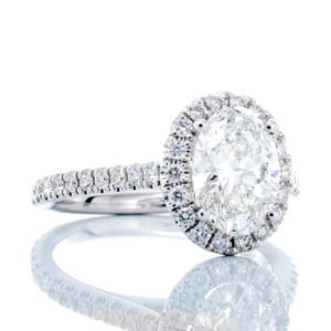 2.13ctw Oval Lab Created Engagement Ring With Pave Halo & Shoulders