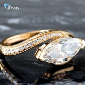 2.13ctw Marquise Solitaire set East to West with Wave Shape Pave and High Polished Shoulders