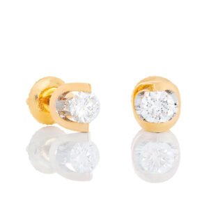 0.50ctw Lab Created Diamond Solitaire Studs in Crescent Moon Setting