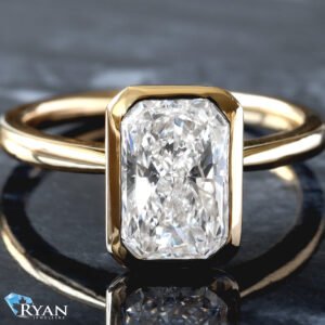 2.03ctw Radiant Solitaire with Bezel Setting and Floral Basket Ring