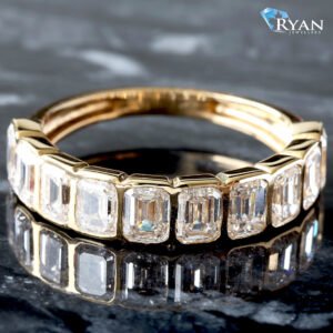 2.49ctw Bezel Set Emerald Cut Ten Stone Band