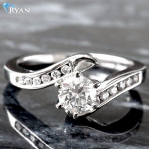 0.70ctw Round Solitaire Six Prongs with Natural Earth Mined Channel Set Shoulders Ring