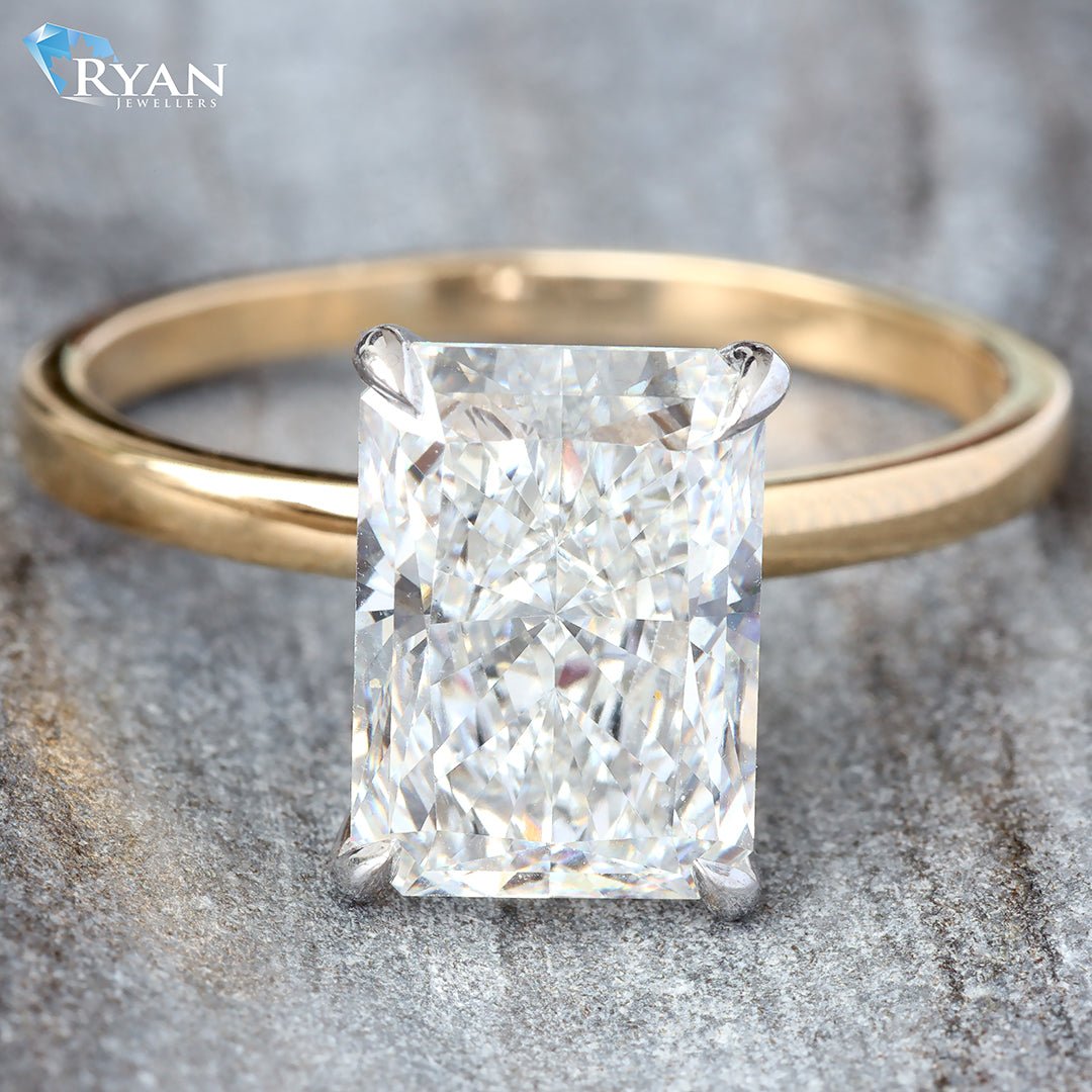 3.11ctw Radiant Solitaire with Hidden Halo Ring