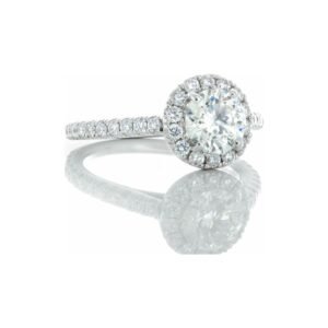 1.68CTW Natural Brilliant Cut Solitaire With Round Diamond Pave Halo & Shoulders 18k White Gold