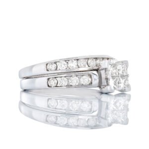 1.00CTW Princess And Round Quad Center Channel Set