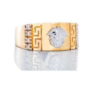 Medusa Head CZ Top Concaved Sides with Greek Key Ring