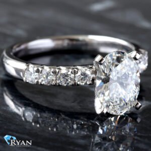 2.04ctw Oval Solitaire with Eight Stone Prong Set Shoulders Ring