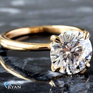 3.01ct Round Solitaire with High Polished shoulders Talon Basket Ring