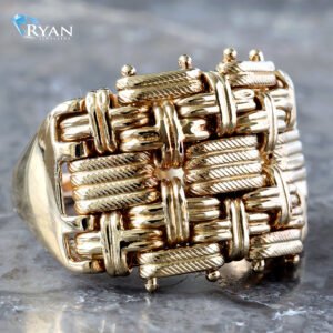 Large Italian Woven Basket Style Ring