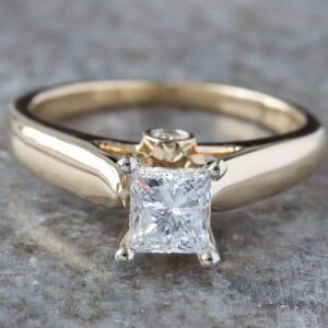 1.00ctw Princess Cut Solitaire  with Bezel Set Ring