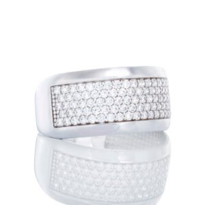 Five Row Dome Band with High Polished Edges 10k White Gold