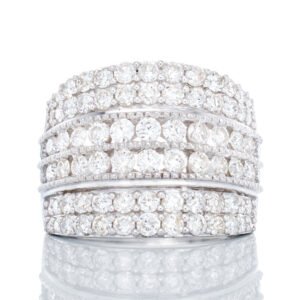 2.00ctw Wide Six Row Diamond Band with Beaded Edge Accents 10k Whtie Gold