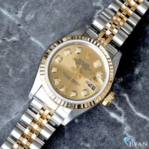 Rolex Datejust 26MM Custom Champagne Diamond Dial Fluted Bezel Jubilee Bracelet 18k/Steel