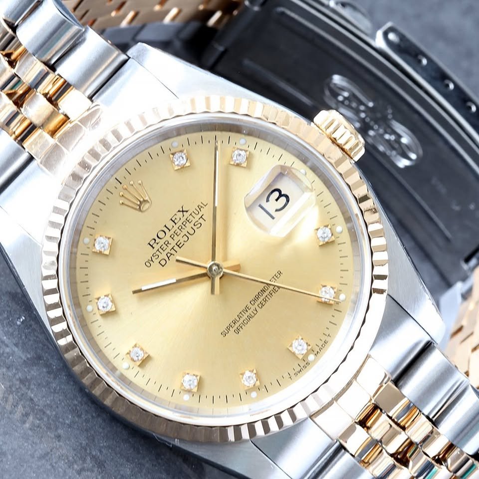 Rolex Datejust 36MM 18K/Steel Factory Champagne Diamond Dial 18K/Steel Jubilee Bracelet Watch - Image 2
