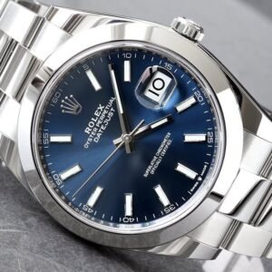 Brand New 2026 Rolex Datejust 41 Blue Stick Dial Oyster Bracelet Smooth Bezel Steel Watch