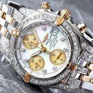 Breitling Chrono Cockpit Pearl Diamond Dial Custom Diamond Set Watch